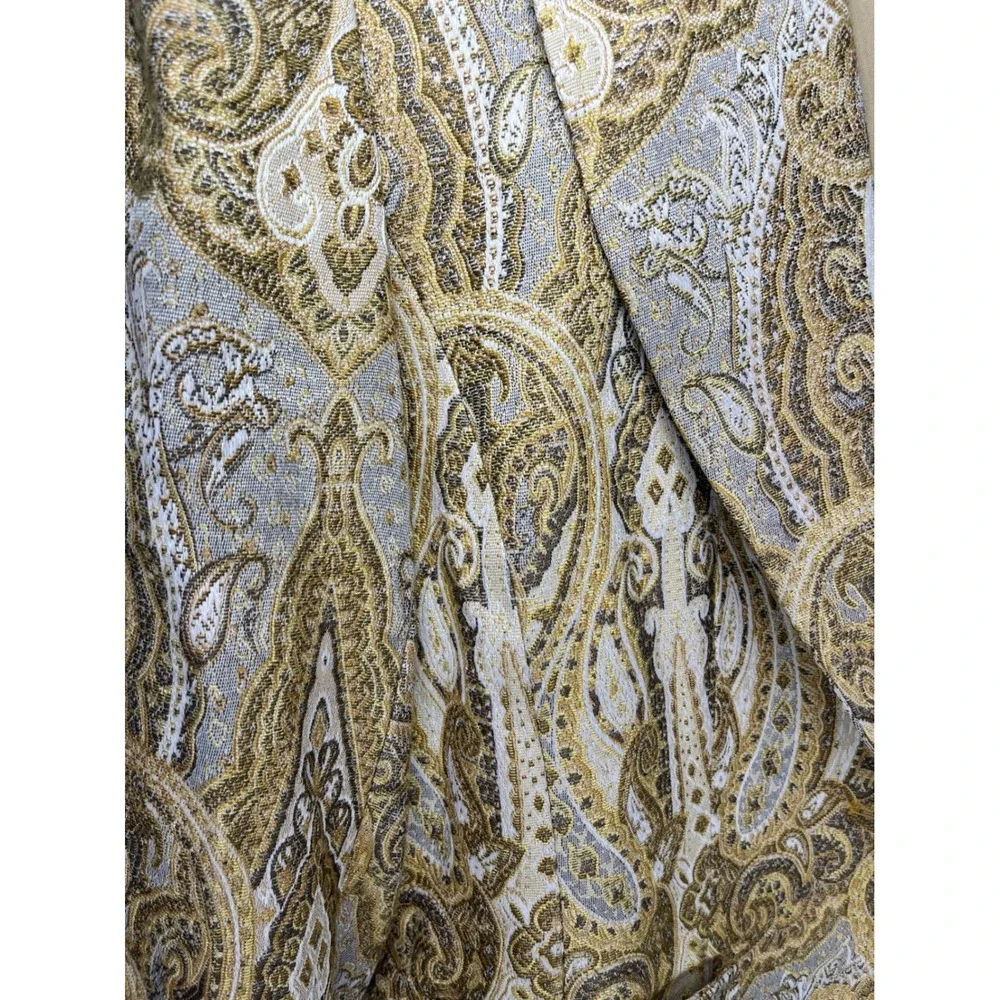 Coldwater Creek Blazer Jacquard Paisley Size Medium Gold Silver Metallic Button